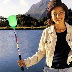 Balacoo bait spoon throwing action shows precise baiting around target