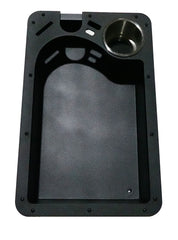 Baldwin Iron Works recessed trolling motor tray—stable base for electronics mounting.