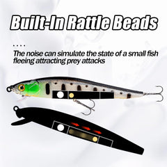 Balifly jerkbait laser-bright painted surface creates strong water reflections to trigger bites.