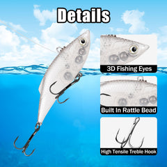 Balifly lipless crankbait with 3D eyes to attract attention and trigger strikes