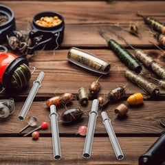 Close-up of stainless steel fishing rod repair tube