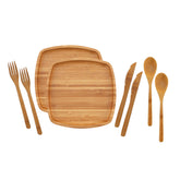 BambooMN camping mess kit plates 8x8 ready for outdoor meals, durable and lightweight.