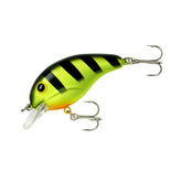 Bandit Lures Series 100 chartreuse/black crankbait, 2in, ideal for bass in shallow water.