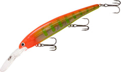 Bandit Lures Walleye Deep Peacock 4-3/4in lure in action, designed for deep-water trolling.