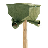Banks Outdoors gravity-fed feed bank cover protects feed from rain and moisture, keeping it fresh.