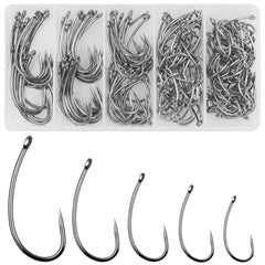 Barbless fishing hooks kit 10# - 65 pcs in compact box