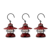 Barebones Edison mini lantern 3-pack red hanging use for ambient camp lighting.