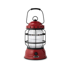 Barebones Forest Lantern red front view shows warm vintage glow for outdoor nights.