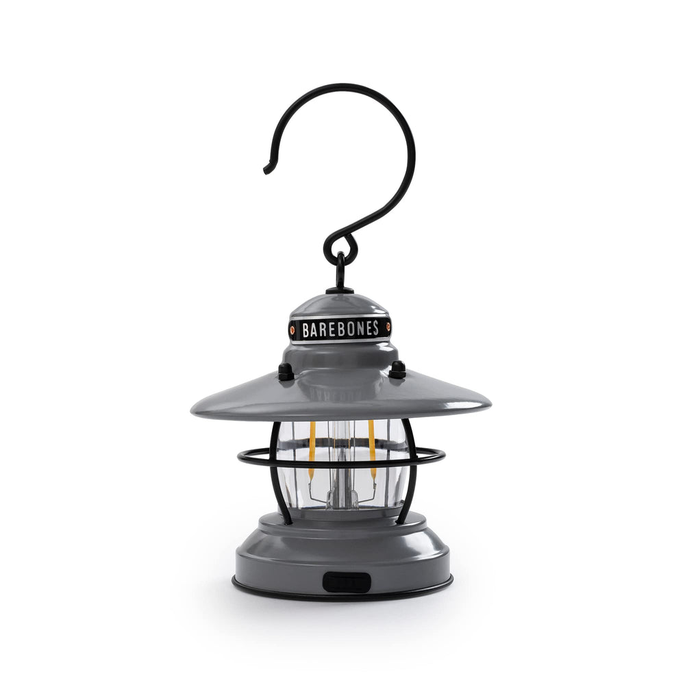 Barebones Mini Edison Lantern on table offers compact, portable lighting