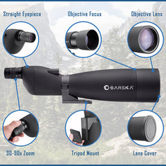 Barska Colorado spotting scope 90mm ocular lens provides brighter images in low light