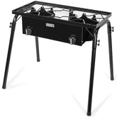 Barton 130000 BTU double stove burner stand ready for outdoor cooking at campsites or tailgates