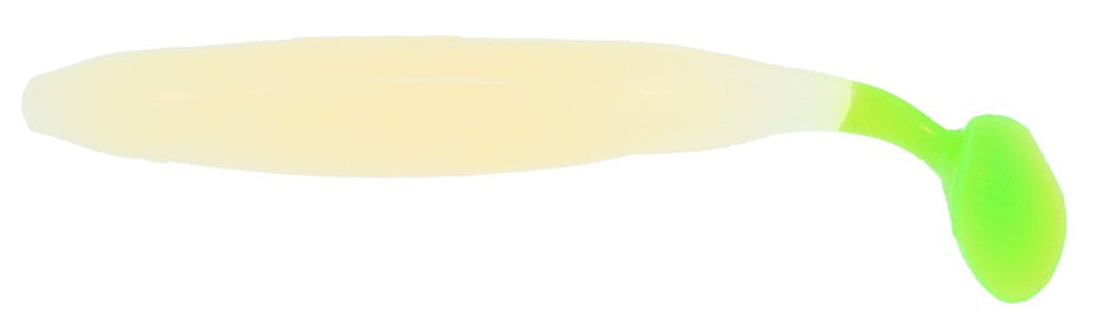 Bass Assassin Saltwater Die Dapper-7 lure with glow chartreuse tail for lively action and attraction