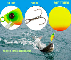 High-carbon steel hooks on each lure for strong penetration