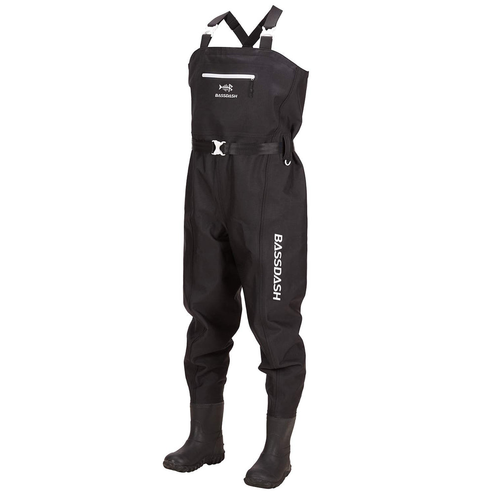 BASSDASH 3D boot-foot wader side view highlights rugged durability for demanding water access