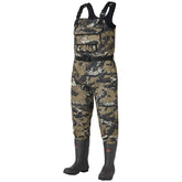 BASSDASH Bare Camo waders front view with warm insulation for cold mornings