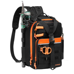BassDASH FP07 full-view convertible fishing backpack showing versatile carry options for all-day trips.