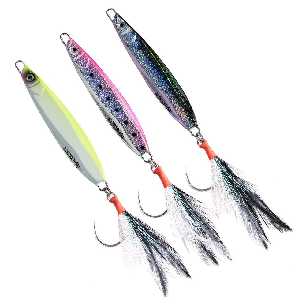40g (1.4oz) Bassdash Stix jig with Mustad 2/0 hook – vertical angle