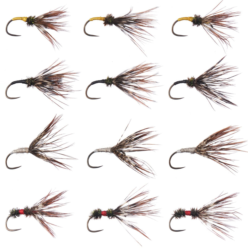 BASSDASH 12-piece Sakasa Kebari Tenkara fly assortment close-up