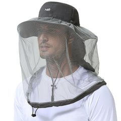 BASSDASH UPF50 mosquito sun hat front view with protective brim