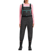 BASSDASH Womens neoprene chest waders leopard top view for waterproof river fishing comfort