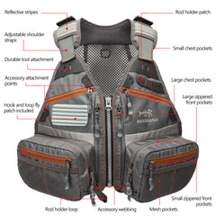 Adjustable shoulder straps on youth fishing vest