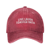 Bath Bees Live Laugh Toaster Bath Hat front view; adjustable strapback for daily wear