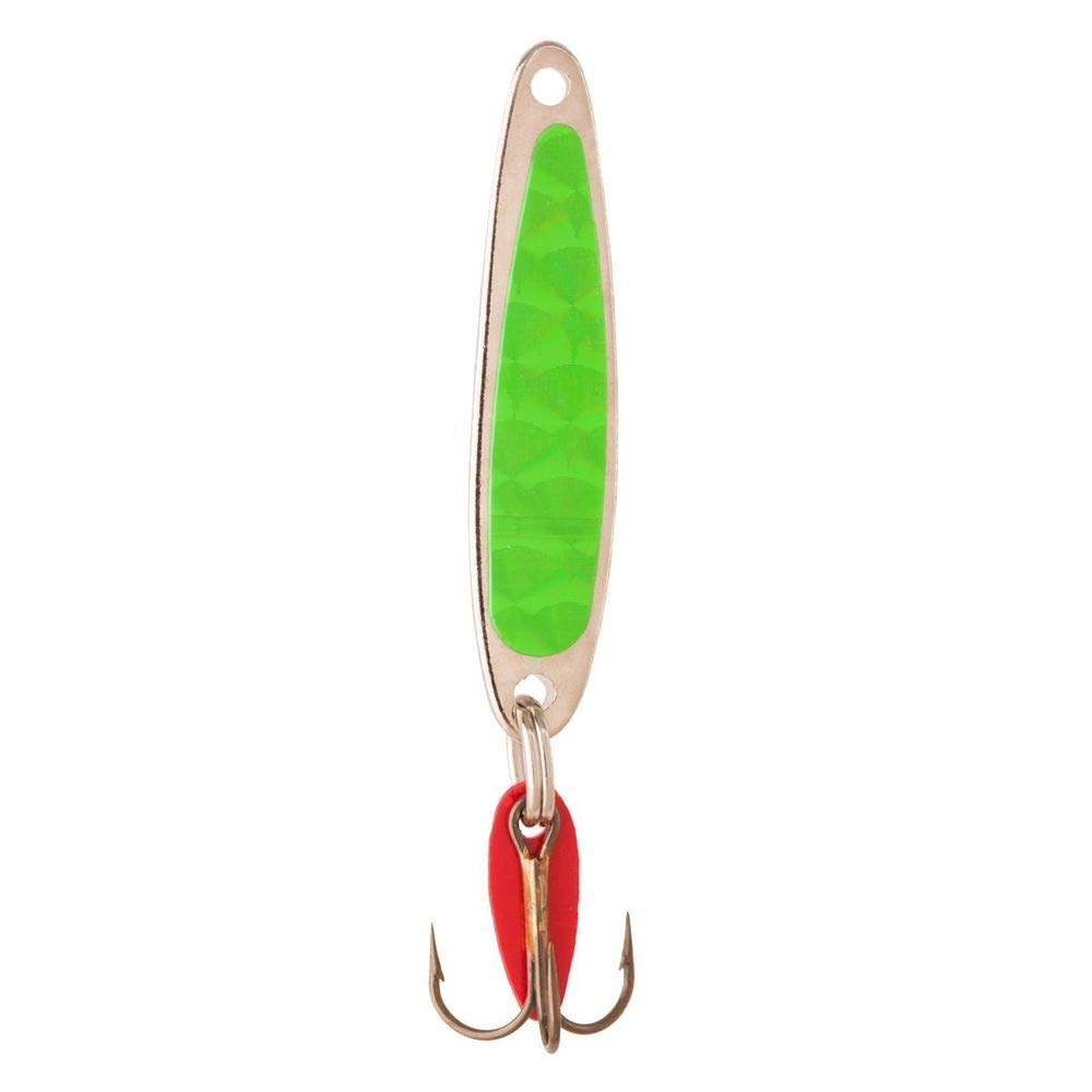 Bay De Noc Swedish Pimple in chartreuse ready for ice fishing bites.