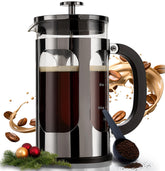BAYKA French Press glass carafe close-up shows brew progress and clarity
