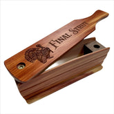 Bayou Legacy Final Strut box call, side view showing dual-sided design for versatile hen sounds