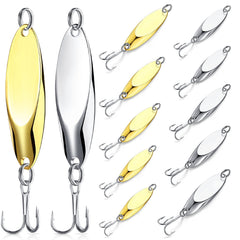 BBTO 30-piece fishing spoons set in gold and silver – angle view
