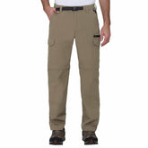 BC Clothing cargo pants for men with tan side zip convertible design for adaptable outdoor wear