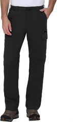 BC Clothing hiking convertible pants front view highlight lightweight stretch for outdoor adventures.