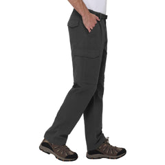 BC Clothing hiking convertible pants gray adjustable ankle zip demonstrates quick conversion