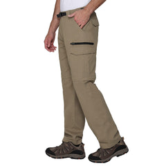 BC Clothing hiking convertible pants tan back view showing rugged outdoor style.