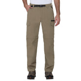 BC Clothing hiking convertible pants tan front view for versatile outdoor hiking comfort.