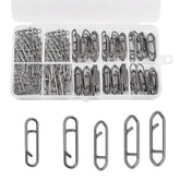Close-up of stainless steel fishing power clips
