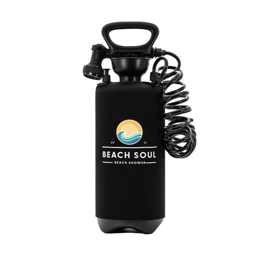 Beach Soul portable pressurized shower pump for quick outdoor rinses.