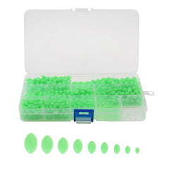 Nine-size assortment of glow beads with varying hole sizes