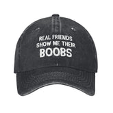 Beafoliya funny cap front view in distressed black, easy daily wear.