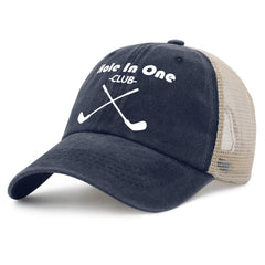 Beafoliya Holes In One Club Hat side view, adjustable strap for a secure fit