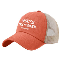 Beafoliya Hooker Trucker Hat orange side view showing breathable mesh.