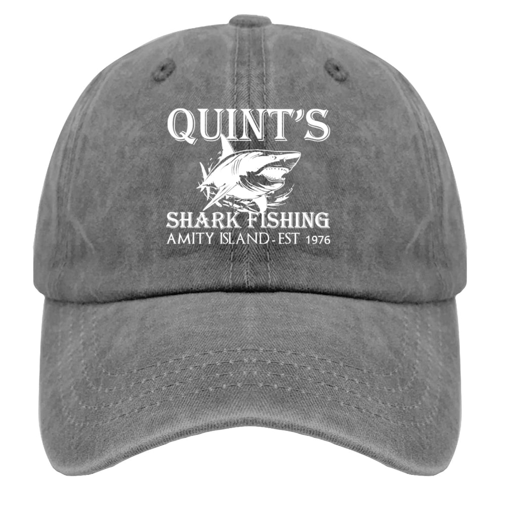 Beafoliya Quints Shark Fishing Amity Island hat front view for casual style.