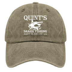 Beafoliya Quints Shark Fishing Hat front view with breathable vintage mesh for comfort