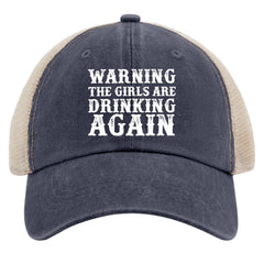 Beafoliya warning girls are drinking again hat, back view, breathable mesh