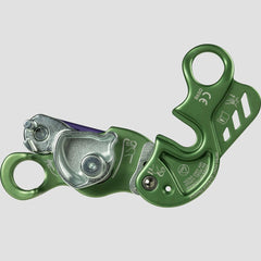Beal Birdie belay device green in-use demonstrates assisted braking in action