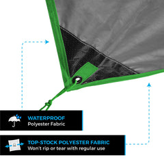 Bear Butt durable rain fly with strong guy lines and reflective tracers enhances night visibility.
