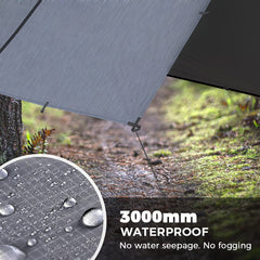 Bearhard tarp edge reinforced tabs illustrate durable construction and reliable anchoring in windy conditions.