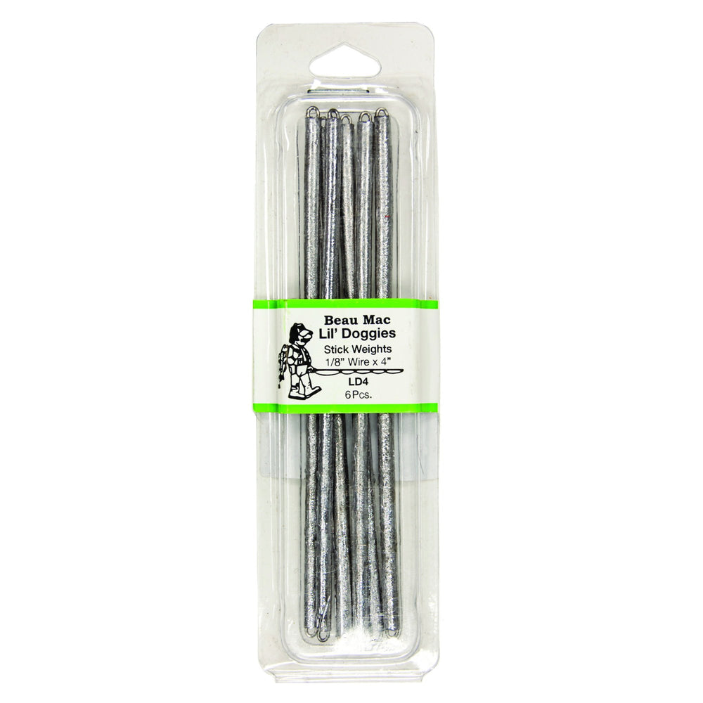 Beau Mac Lil' Doggies Stick Weights provide float-depth control for river or lake trolling.