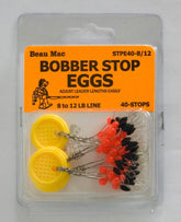 Beau Mac STPE40 rubber egg stop setup for quick depth adjustment on mono line.