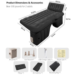 BEBAS backseat airbed pillow included for comfortable neck support on long drives.